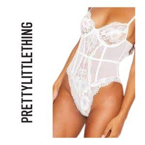 Pretty Little Things White Undercage Detail Lace Bodysuit S